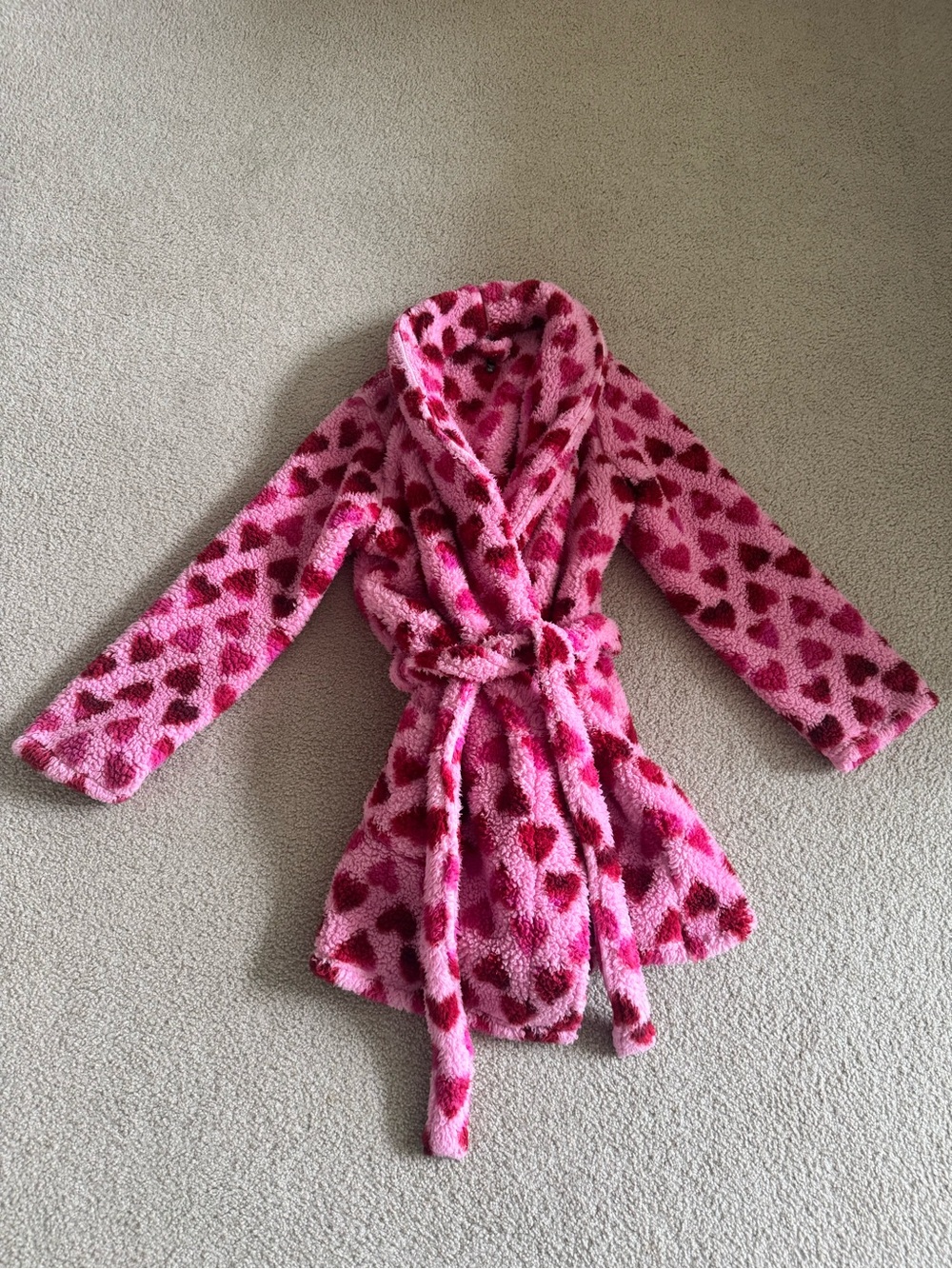 Steve Madden Pink Heart Plush Belted Jacket